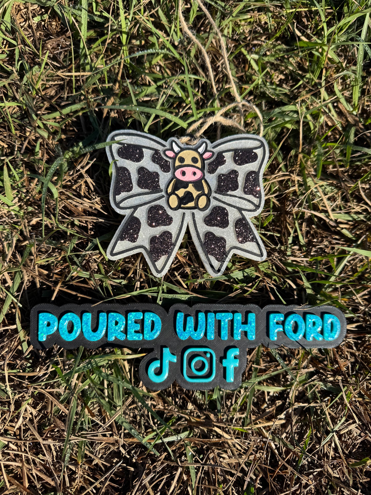 Cow print bow