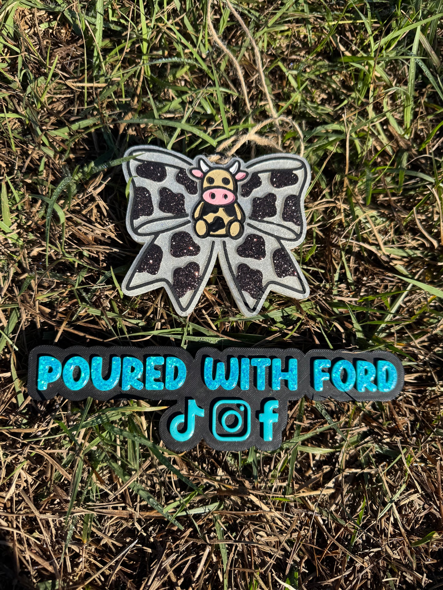 Cow print bow
