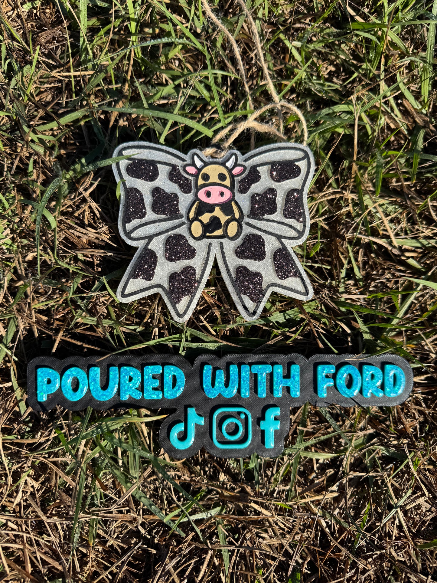 Cow print bow