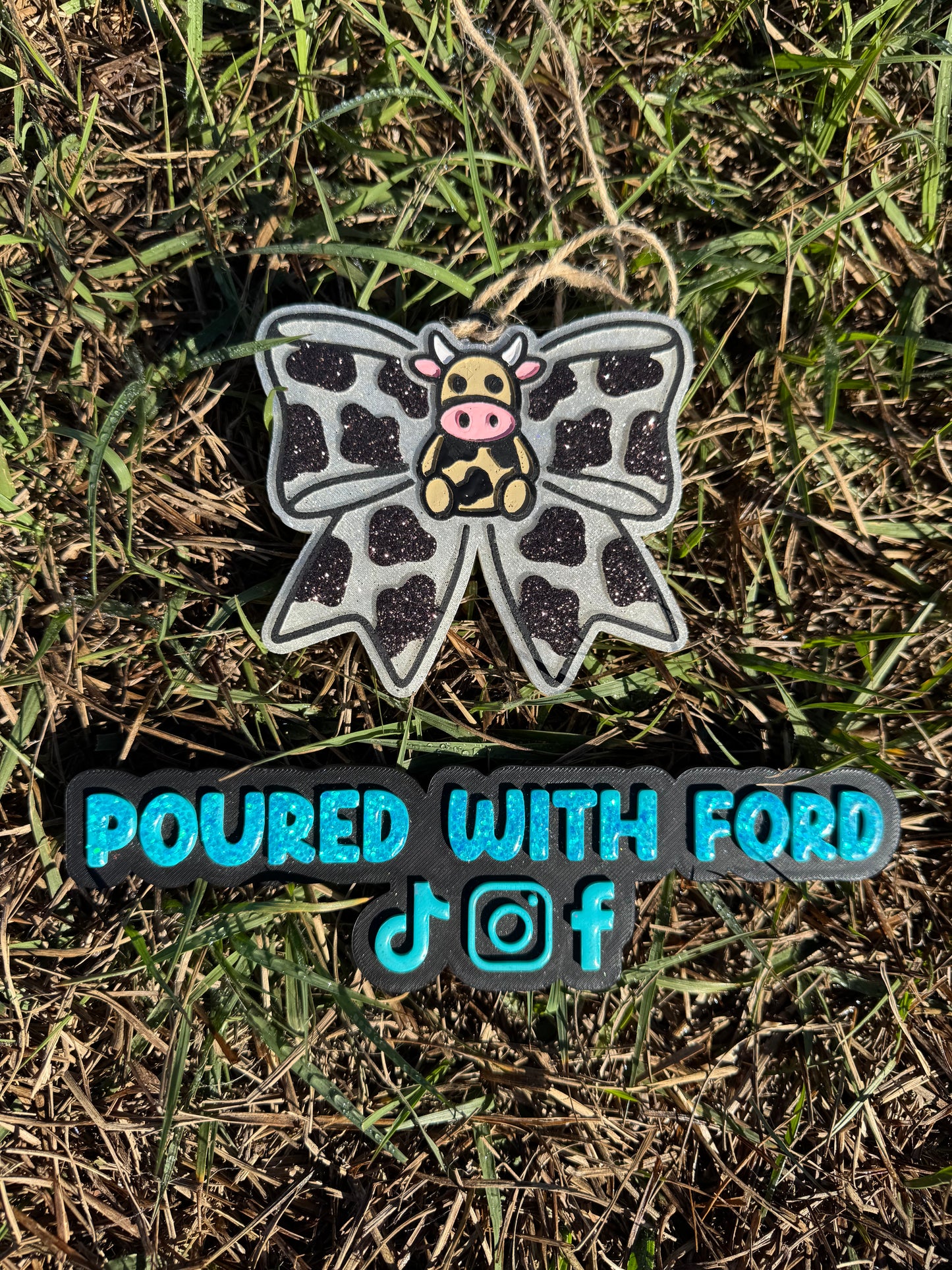 Cow print bow