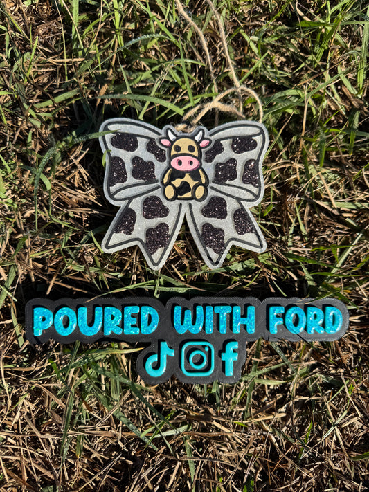 Cow print bow