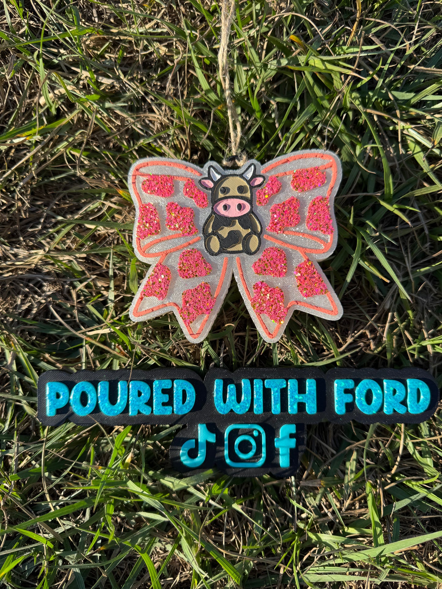 Cow print bow