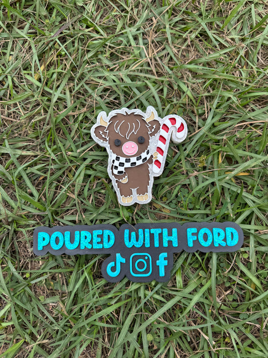 Christmas highland candy cane cow