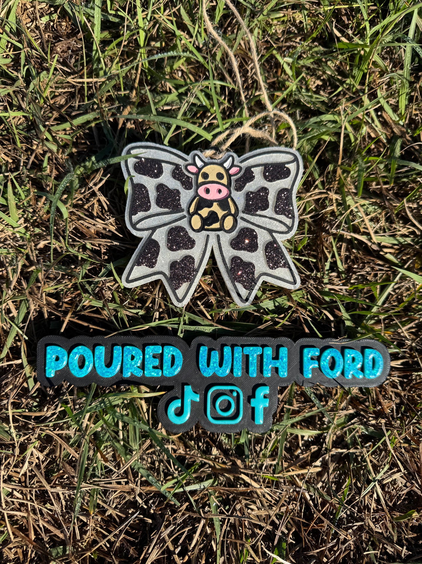 Cow print bow